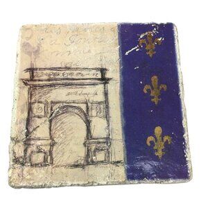 Arc de Triomphe Paris Vintage Ceramic Wall Hanging Decor - 8x8 inches